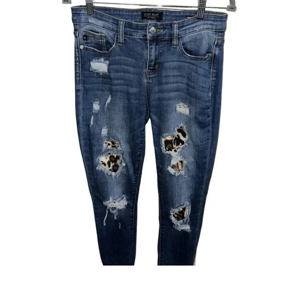 Judy Blue Medium Wash Animal Print Skinny Fit Jeans 7/28 - Picture 2 of 7
